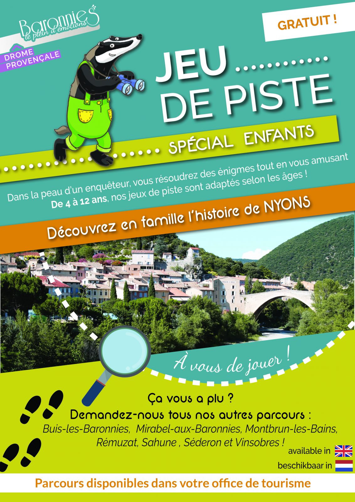 Jeu de piste : balade ludique pour petits et grands à Nyons à Nyons - Site  de l'Office de tourisme des Baronnies en Drôme Provençale